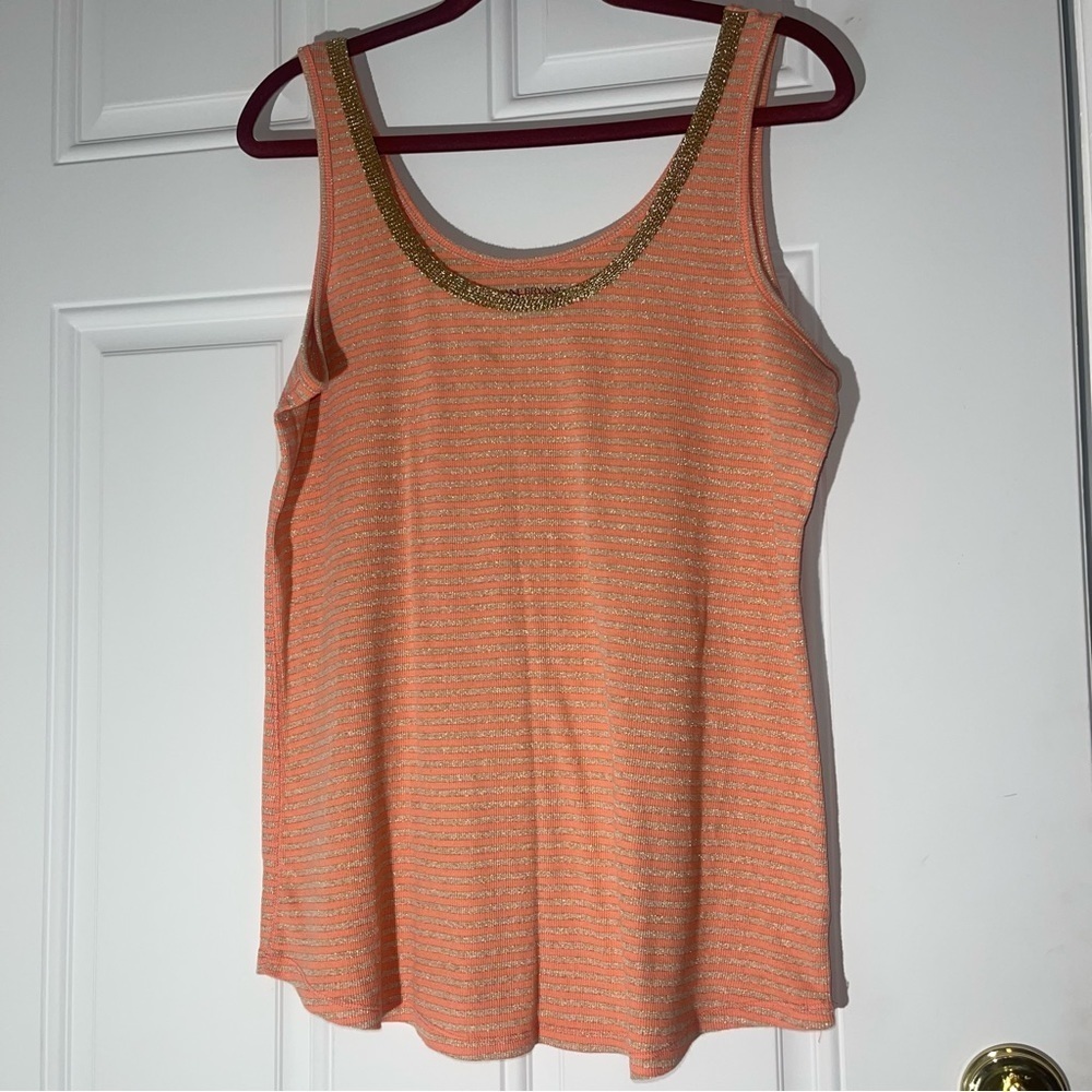❤️2/$15 or 3/$21❤️ Lane Bryant Gold Neckline Tank Top, Size 18/20